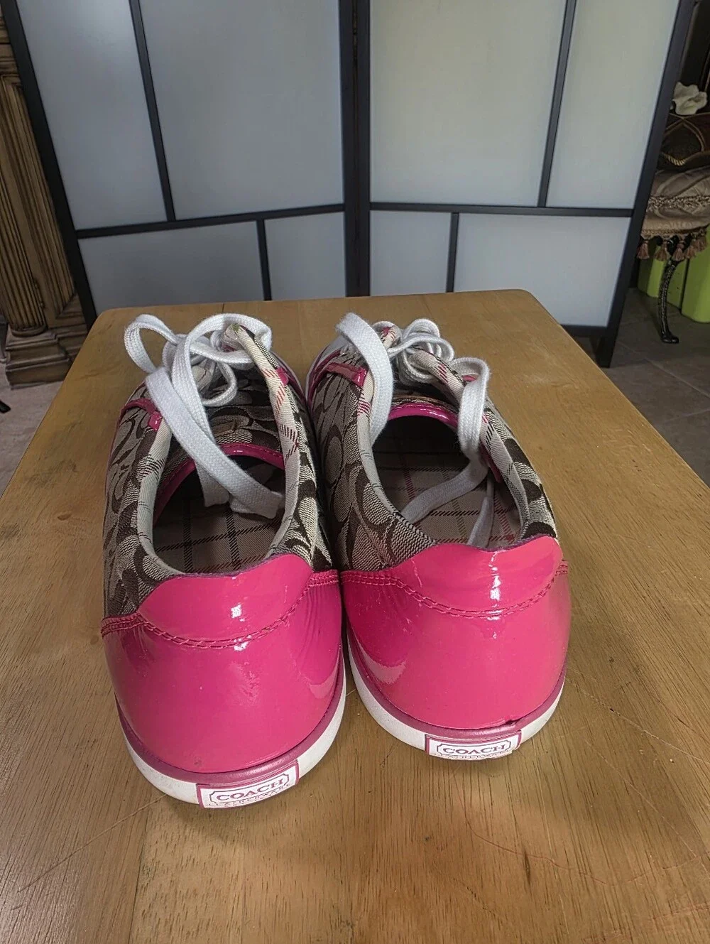 Classic Coach Women Low-Top Tennis Sneakers Brown & Pink Size 11